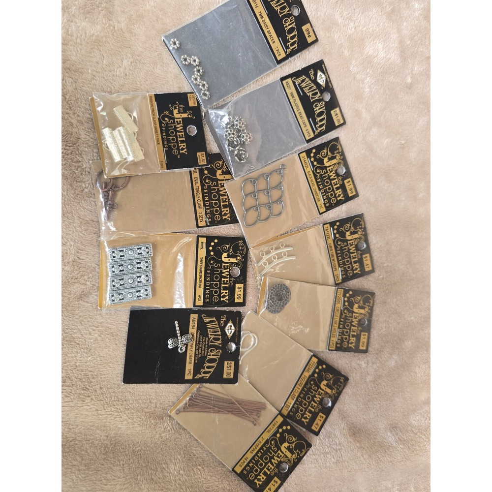 The Jewelry Shoppe Findings Lot Clasps Charms Spacers Eyepins Silver Gold Copper